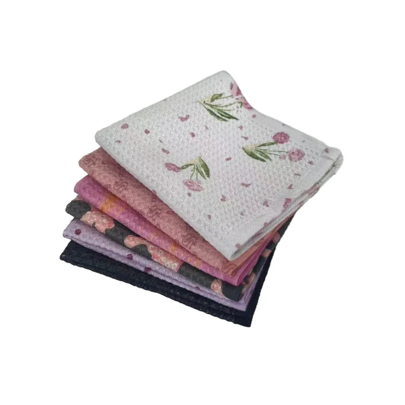 18\" x 30\" Microfiber Kitchen Cleaning Dish Tea Towel Set Water Absorbent Sewn Straight Waffle Weave for Home Sublimation