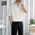 Liu Ming New Year 2025 Summer Casual Loose Short Sleeve Buttons White T Shirts for Men