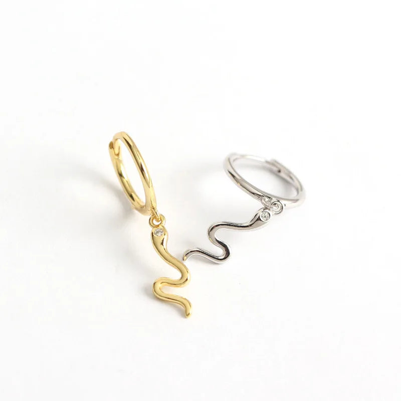 Luxury INS 925 Sterling Silver Chic Snake Shape Drop Earrings for Women Unisex Animal Jewelry Accessories