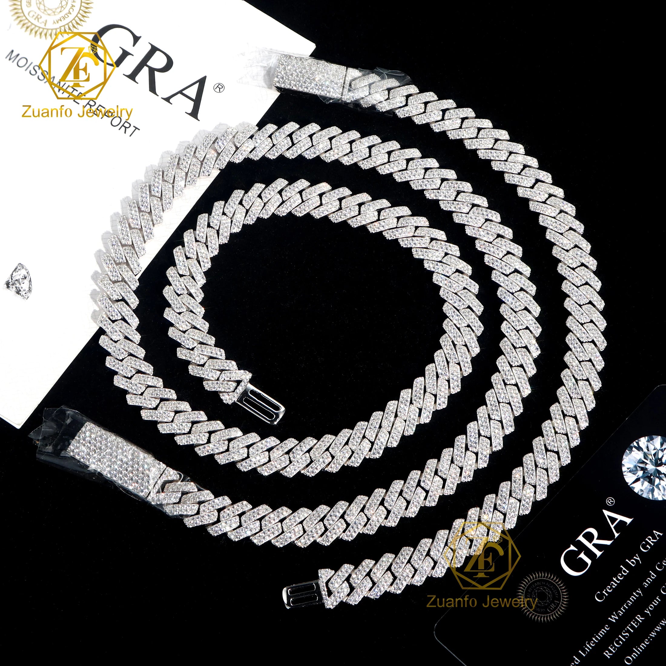 20mm Cuban Link Chain 925 Sterling Silver D VVS Moissanite Iced Out with Rose Yellow Gold Plating Pendant Necklace