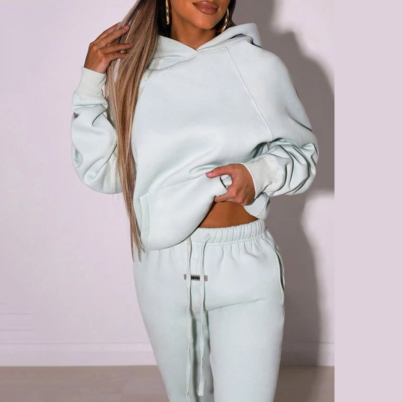 L230507 Factory Custom Women Fleece Sweatshirt Long Sleeve Hoodie Jogger Set Plus Size Women Hoodie Set