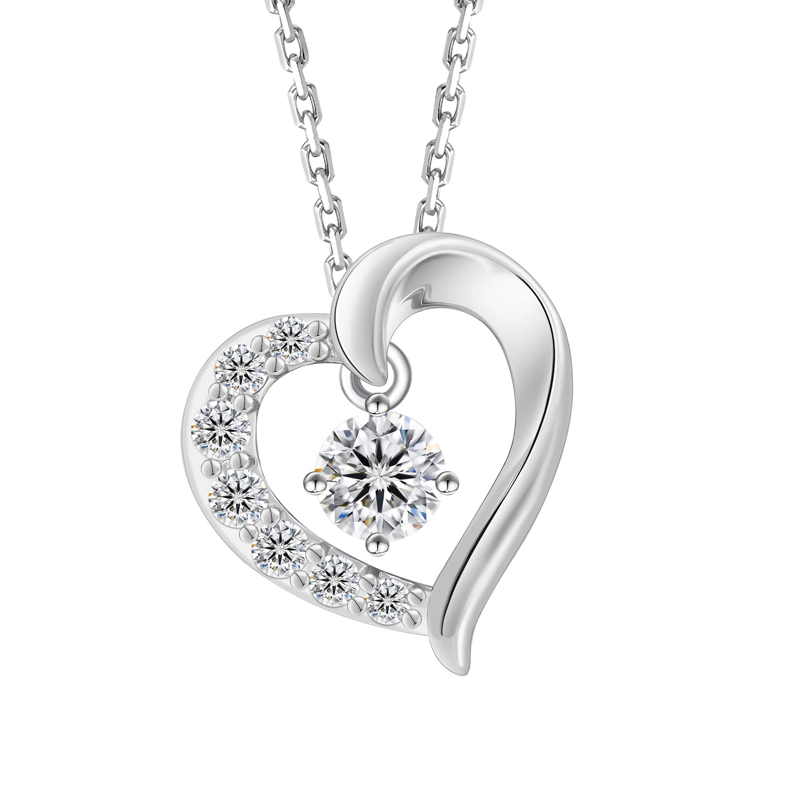 Moissanite Necklace 925 Sterling Silver Jewelry Gifts Heart Pendant 0.3ct 0.5ct VVS Mossanite Diamond Charm Necklace for Women
