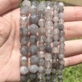 AsVrai U Natural Faceted Gray Agate Stone Round Loose Spacer Bead for Jewelry Making DIY Handmade Bracelet Necklace
