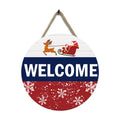 Xmas Home Decor Merry Christmas Happy New Year Wooden Welcom Sign for Wall Hanging Board Front Door Round Signboard