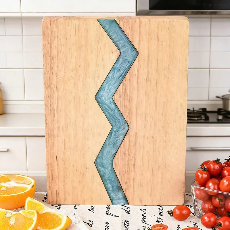 Rectangle Sustainable Oak Wood Resin Cheese Board for Home Epoxy Resin Commercial Kitchen Charcuterie Chopping Board
