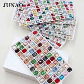 JUNAO Top Quality K9 Glass Rhinestones Pointback Jewelry Mixed Glass Nail Loose Gemstones Fancy Shape K9 Crystal Heart for DIY