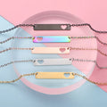 Gold Plated Stainless Steel Horizontal Bar Heart Charm Statement Promise Collar Choker Necklace 18inch Bar Necklace for Women