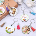 Sublimation MDF Blanks Round/Heart/Square/Rectangle Keychain Photo Frames With Tassel for Gifts