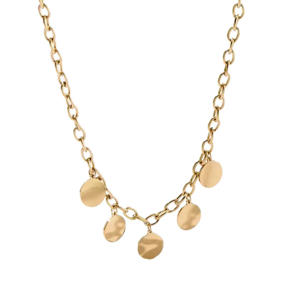 Manufacturer Direct Sale Round High Polish Pendants Tassels 18K Gold Plated Oval Chain Necklaces Stainless Steel Fine Jewelry