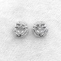 Sterling Silver 4*4mm Semi Mount Stud Earrings Empty Support Blank Claws Setting S925 Base Without Center Stone for DIY Inlay