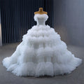 Special White Wedding Dress 2023 a Line Soft Tulle Fabric Cake Layer Fairytale Wedding Dress Rsm231021