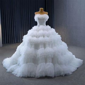 Special White Wedding Dress 2023 a Line Soft Tulle Fabric Cake Layer Fairytale Wedding Dress Rsm231021