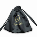 Custom Logo Cosmetics Wigs Hair Bundle Extension Gift Packaging Black Satin Silk Velvet Small Pouch Bag Drawstring Recyclable