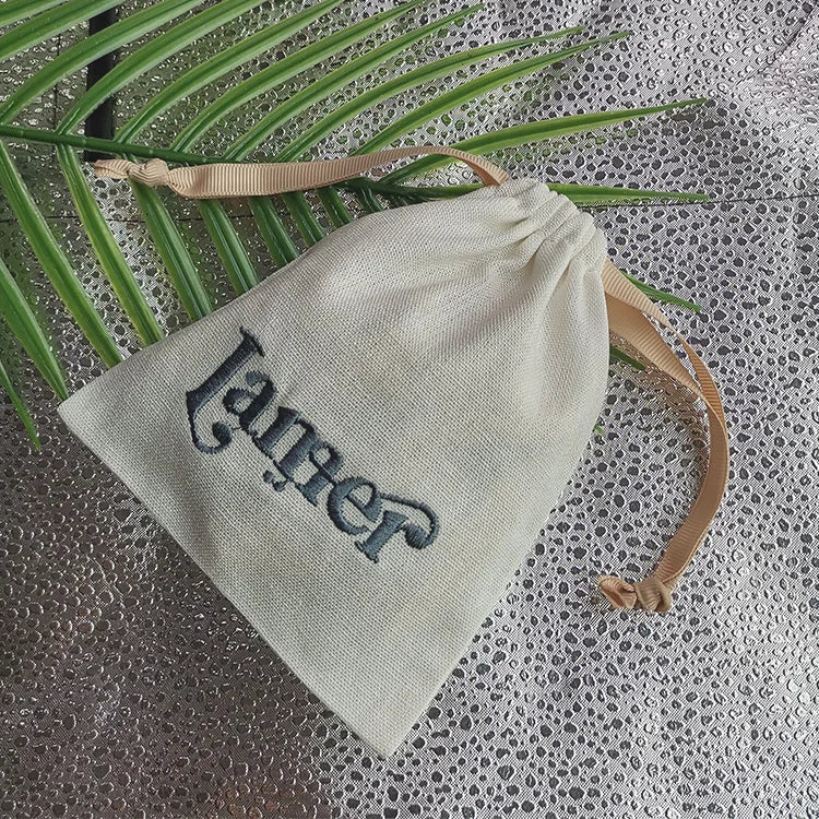 Wholesale Gift Packaging Cotton Linen Drawstring Bag Embroidery Logo Durable Cotton Drawstring Pouches