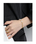 VIANRLA 925 Sterling Silver Delicate Double Chain Bracelet Freshwater Pearl Zircon Tennis Bracelet