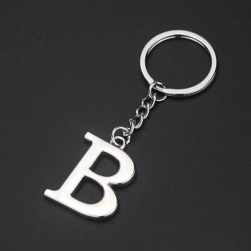 26 Alphabets Silver Alphabet Keychain Pendant with Key Ring Purse Charms for Handbags