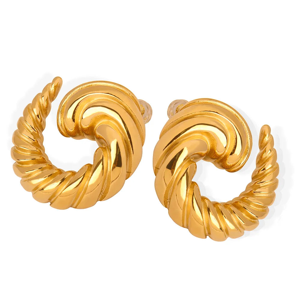 Non Tarnish Stainless Steel Fashion Jewelry Earrings Horn Shape Gold Plated Hyperbole Stud Earrings Women