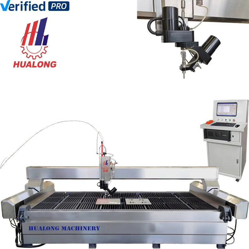 HUALONG Stone Machinery Desktop High Pressure Small Waterjet Marble Ceramic Tiles Cutter Water Jet CNC Cutting Machine for Sale