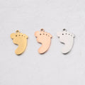 Mirror Polished  Rhinestone Feet Accessories Stainless Steel  Charm Pendant for Diy Jewelry