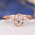 Popular Design 925 Sterling Silver Morganite Cluster Oval Cut Antique Bridal Diamond Unique Anniversary Gift