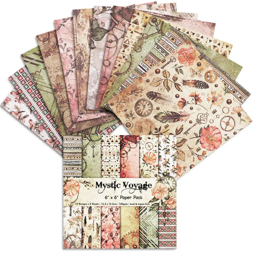 6X6" Scrapbook Pattern Paper Available Scrapbook Paper Girly DIY Decoration Making Pattern Paper Europe Mystic Voyage