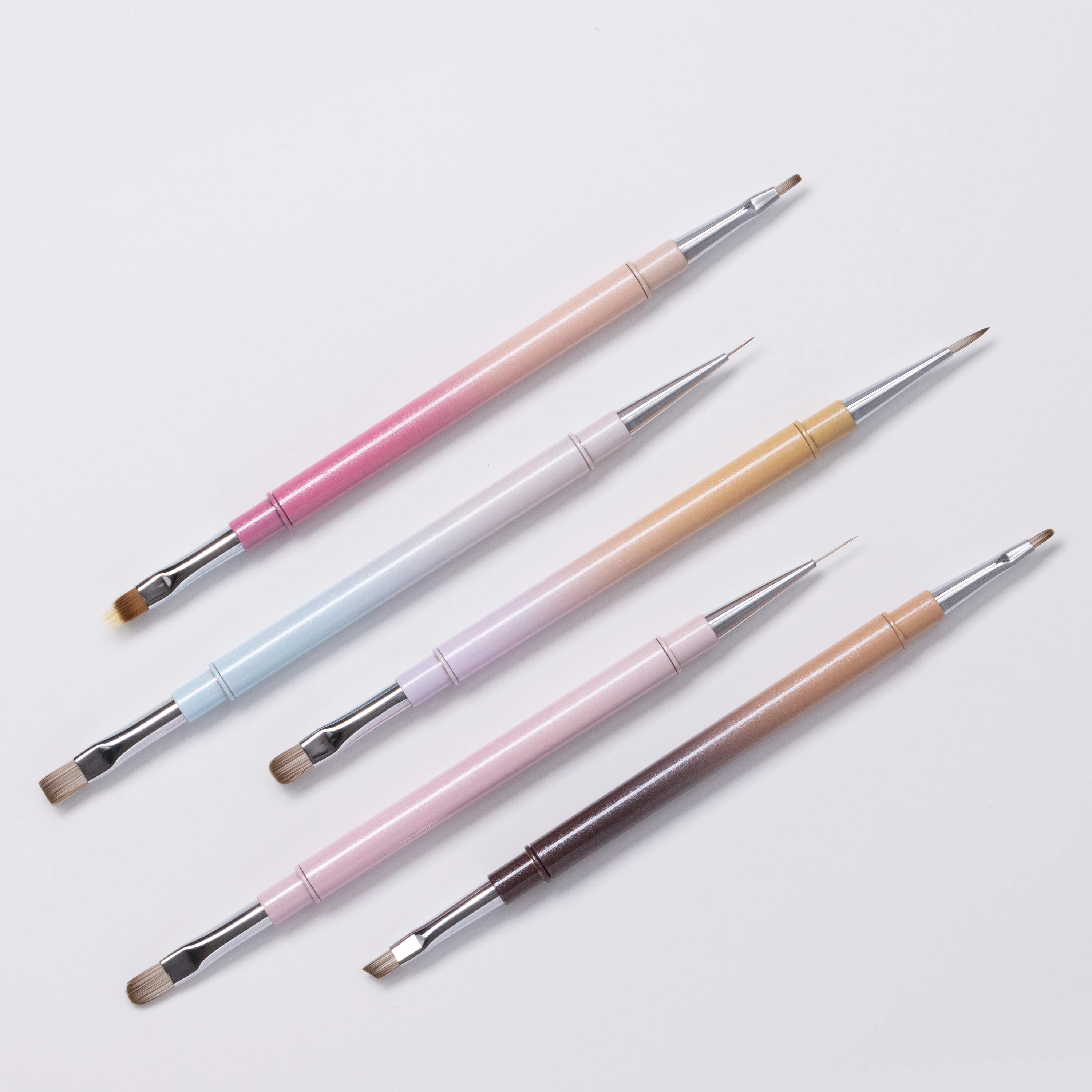 Professional Baowang UV Gel Liner Nail Art Brush Set Double-Headed with Metal Handle Nylon Hair Easy Apply Portable OEM Accepted