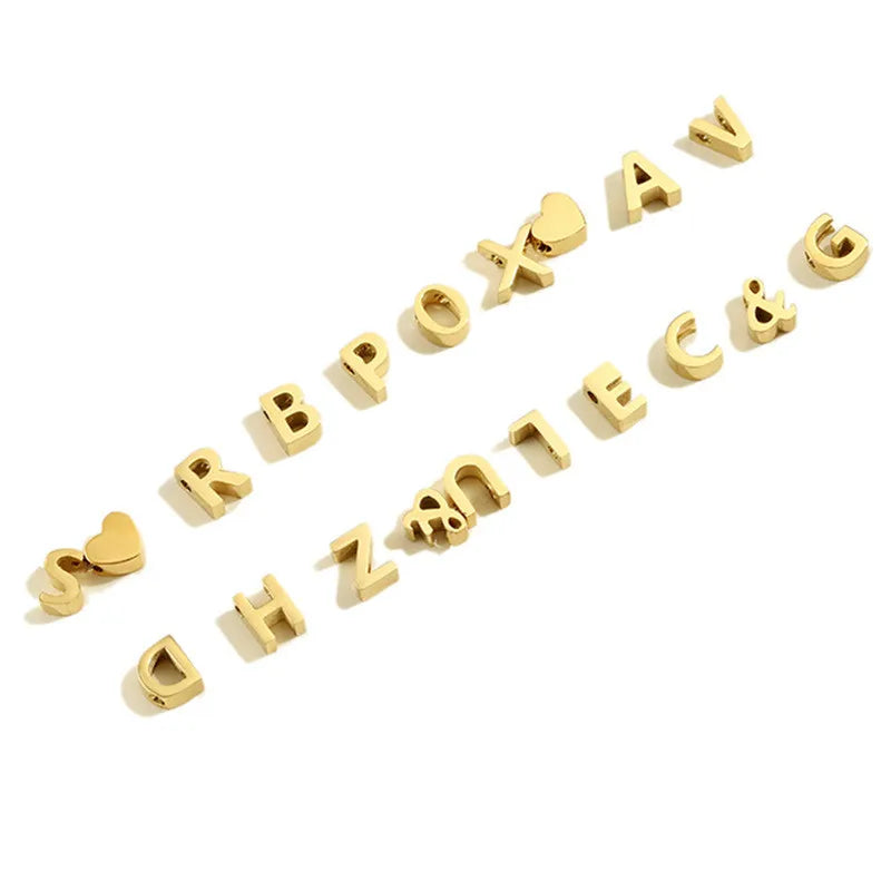 Fashion DIY Jewelry Accessories 1.8mm Hole Initial Pendant 26 Alphabet Stainless Steel Letter Pendant