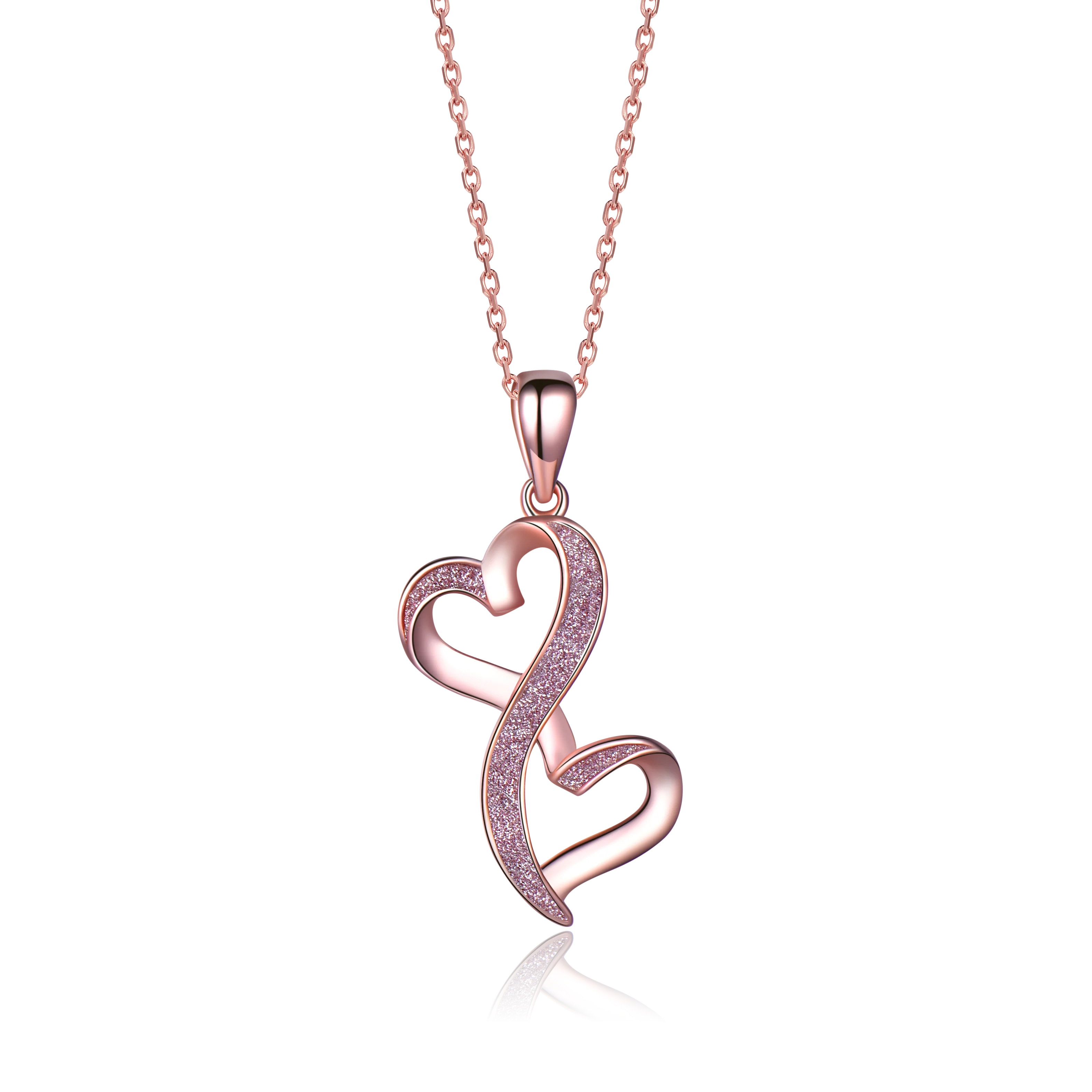 Fashionable Lover Soul Mates 925 Sterling Silver Heart Shape Girlfriend Heart Love Pendant Necklace