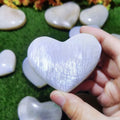 Polished Natural Stone Heart Crystals Carving Good Flash Blue Moon Stone Heart for Healing