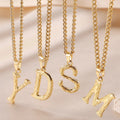 Personalized A-Z Name Pendant Necklace 18K Gold PVD Electroplated Water Ripples Stainless Steel Link Chain Type