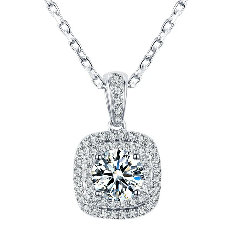 Luxury Exquisite Full Diamond Square Zircon Necklace Fashion Heart-Shaped Wedding Anniversary Party Jewelry Strand Chain Gift