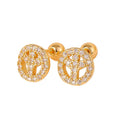 EC1862 Trendy Minimal Tiny Mini Gold Plated CZ Micro Pave Peace Sign Stud Earringsdainty Diamond Pave Peace  Symbol Studs