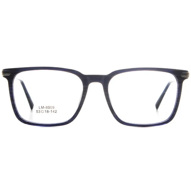 Latest Retro Optical Spectacle Frame Unisex Square Acetate Metal Custom Pattern All Face Shapes Anti-Blue Prescription Glasses