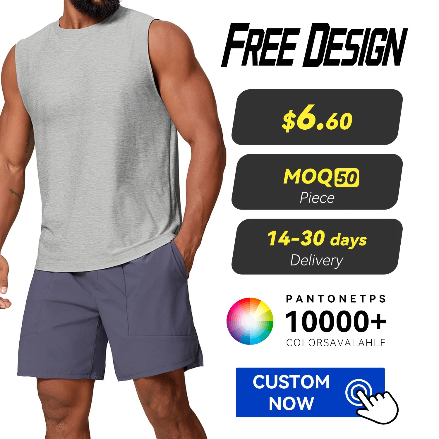 Custom Logo Men's Sporty Vest Quick Drying Skin Friendly Tank Top Outdoor Running Training Sports Fitness Tee Gym Activewear
