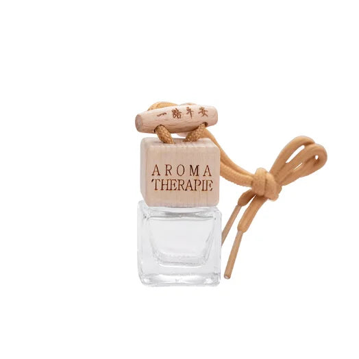Custom Logo 8ml Square Car Hanging Diffuser Aroma Oil Glass Perfume Bottle with Wooden Cap and Screw Seal