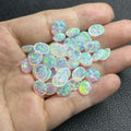 Hot Sale Oval 8x10mm Cabochon White Transfer Synthetic Opal Flat Bottom Loose Gemstones
