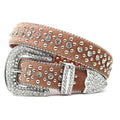 Western Cowboy Men's Women's Rhinestone Diamond Y2K Hip Hop Fashion Zhenhao Brand PU Leather Alloy Buckle 3.8cm Width Belt