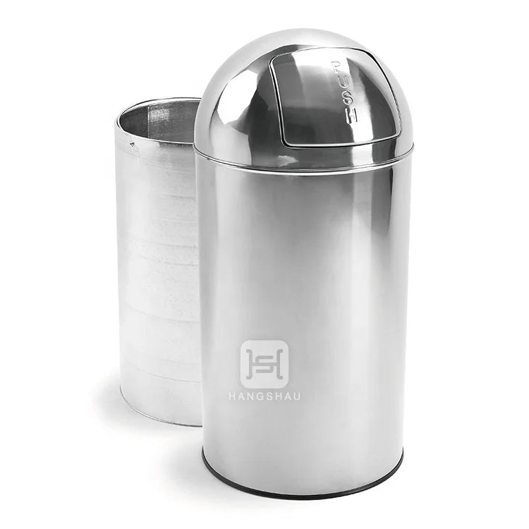 13 Gallon Trash Cans Metal Stainless Steel 50L Push Trash Can Garbage Bins With 50L Trash Can