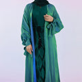 2022 Loriya Shining Polyester Islamic Clothing Open Abaya for Muslim Women Cardigan Abaya Dress