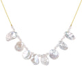 925 Sterling Silver Jewelry 18k Gold Vermeil Irregular Mother of Pearl Necklace for Mother's Gift