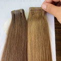 Salon Quality Russian Virgin Double Drawn Remy Hair Ash Blonde Balayage Natural Color Mini Tape in Real Human Hair Extensions
