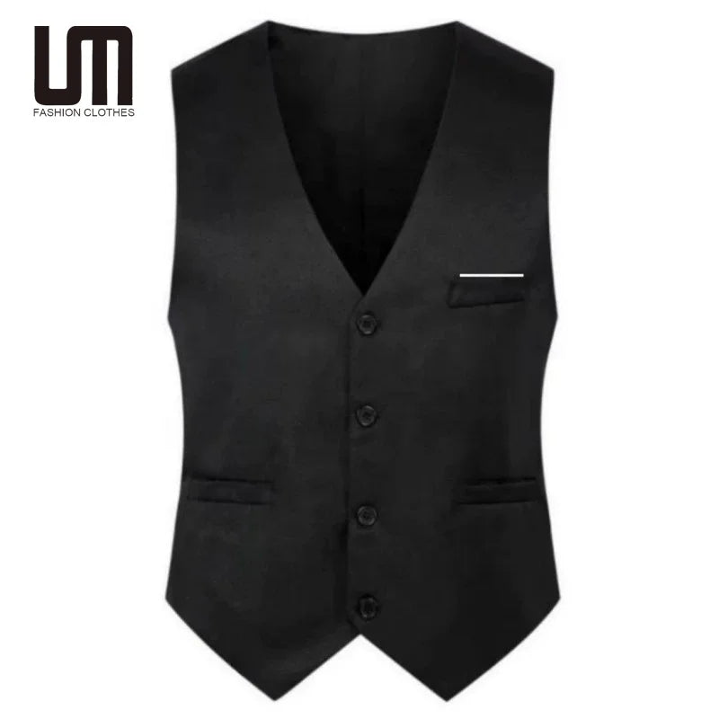 Liu Ming Custom Your Logo Wholesale Fashionable Men Suit Solid Color Sleeveless Business Blazer Vest Wedding Waistcoat