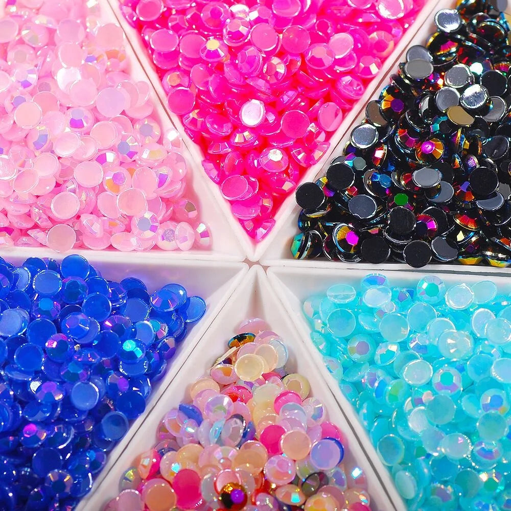 Resin Jelly Rhinestone Color AB Coating Resin Flat Back Resin Rhinestone for Nail Art