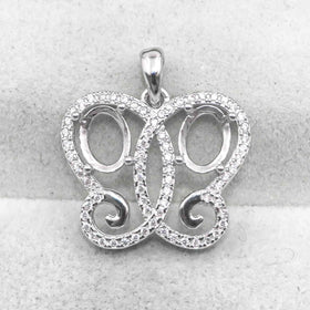 Sterling Silver 6*8mm Semi Mount Pendant Empty Frame Blank Support Setting S925 Base Holder Without Center Stone for DIY Inlay