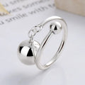 Personalized 925 Sterling Silver Round Ball Pendant Opening Adjustable Finger Ring for Women