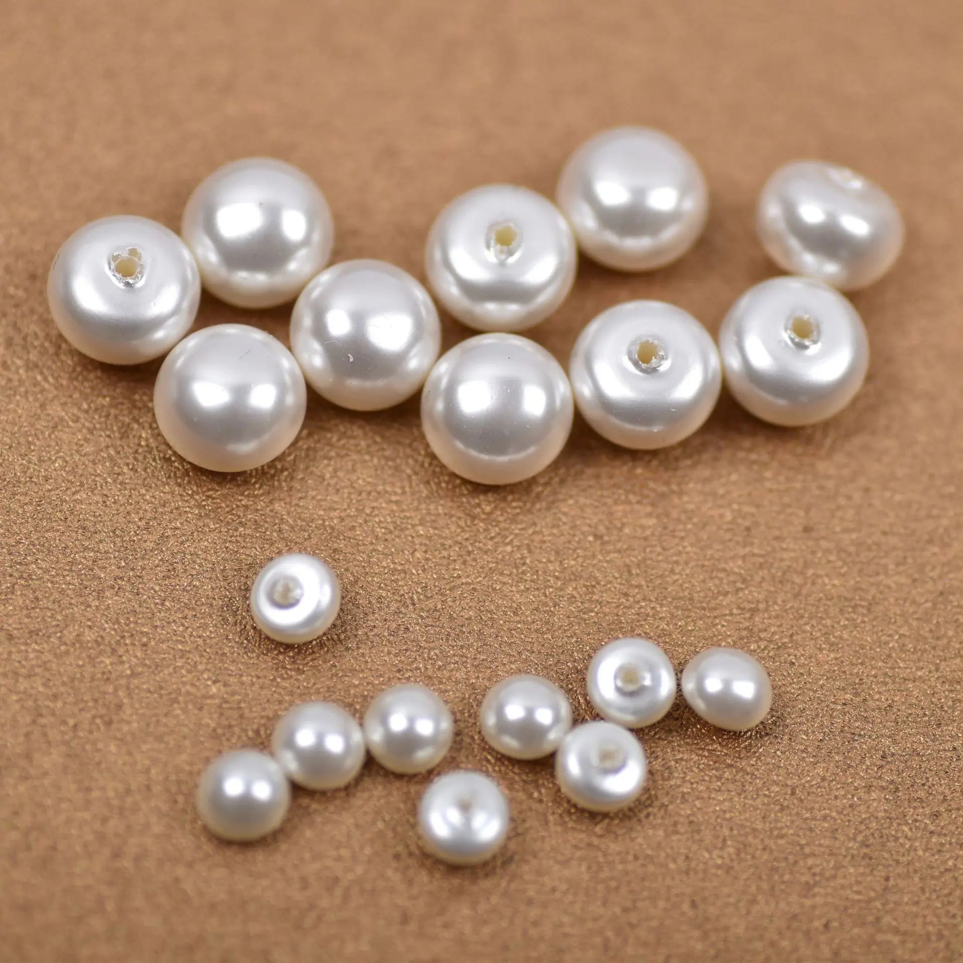 Highlight Single Hole Steamed Bread Pearl Beads Semi-round Pearl Plastic Beads