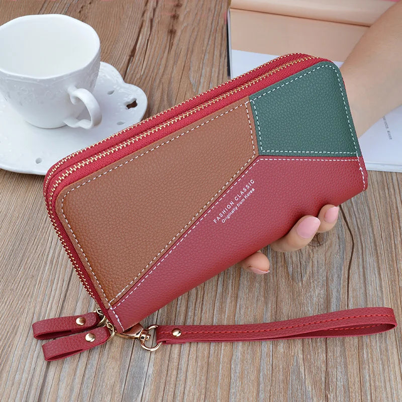 Hot Sale Fashionable Woman RFID Blocking Bifold Multi Card Holder PU Leather Pockets Zipper Wallet