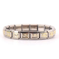 Fashionable Men's Titanium Steel Bracelet Stainless Steel Double-Heart with Geometric Pattern Versatile Jewelry