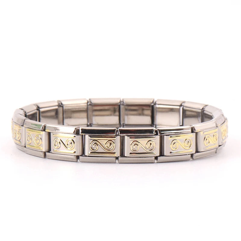 Fashionable Men's Titanium Steel Bracelet Stainless Steel Double-Heart with Geometric Pattern Versatile Jewelry