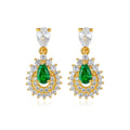 Exquisite Luxury Jewelry 925 Sterling Silver Water Drop Shape Emerald Gemstone Stud Earrings
